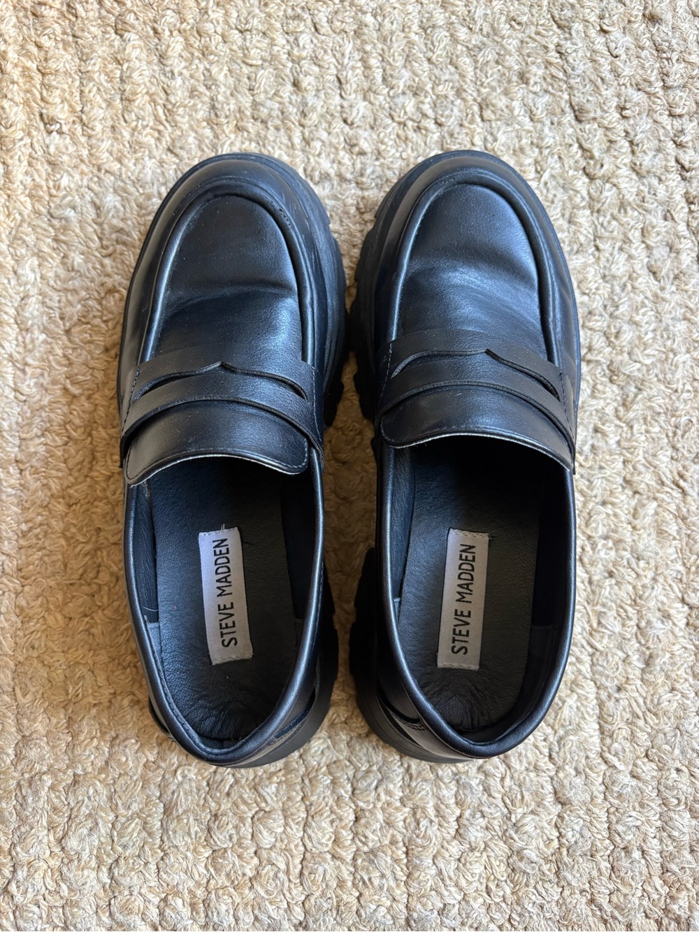 Steve Madden Size 6.5 Black Platform Loafers Women